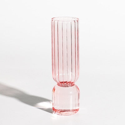 Upside Down Colored Glass Bud Vase & Accent Pink