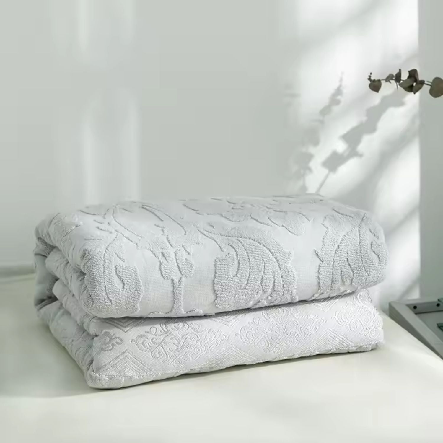 Velour Blossom Dream Throw Blanket Silver Glow