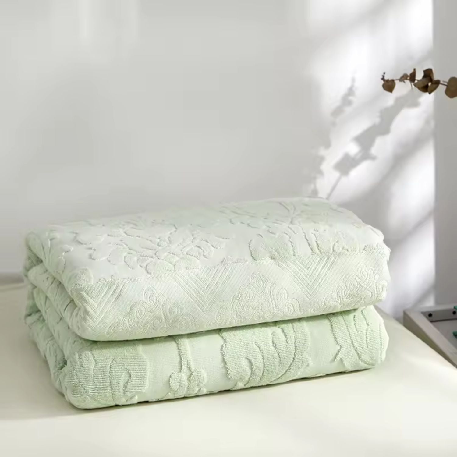 Velour Blossom Dream Throw Blanket Mint Glow