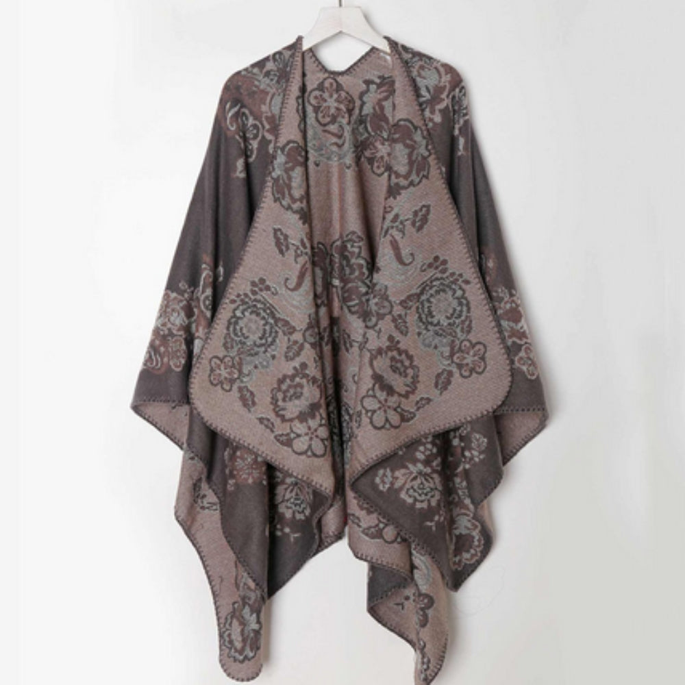 Velouria Vintage Acrylic Poncho Dusty Plum
