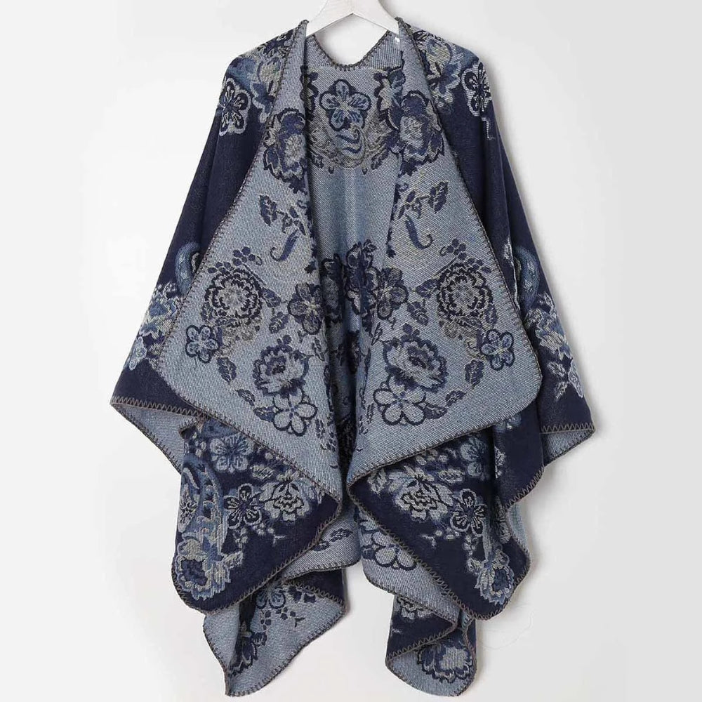Velouria Vintage Acrylic Poncho Denim Shadow