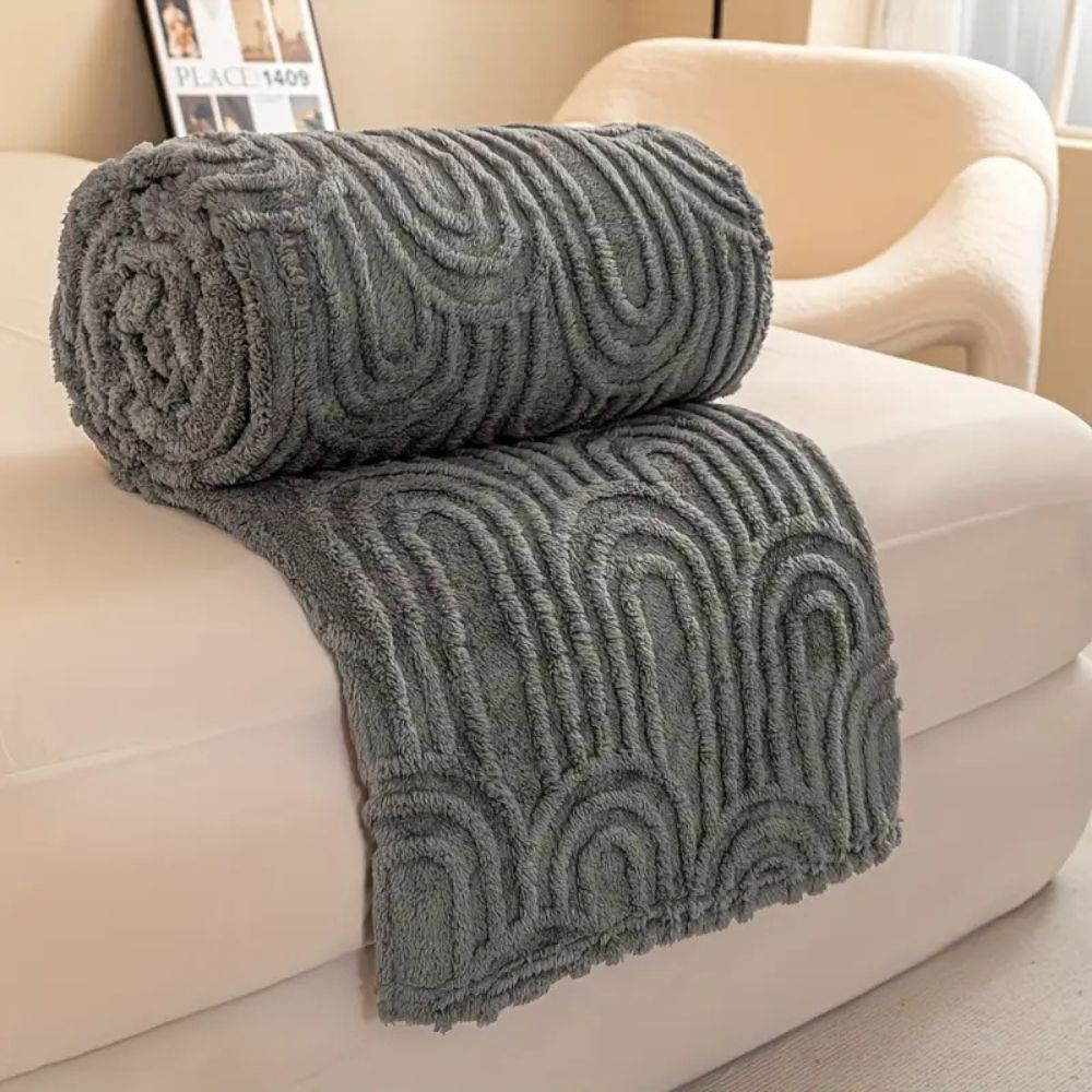 Velura Arch Plush Blanket Slate Gray