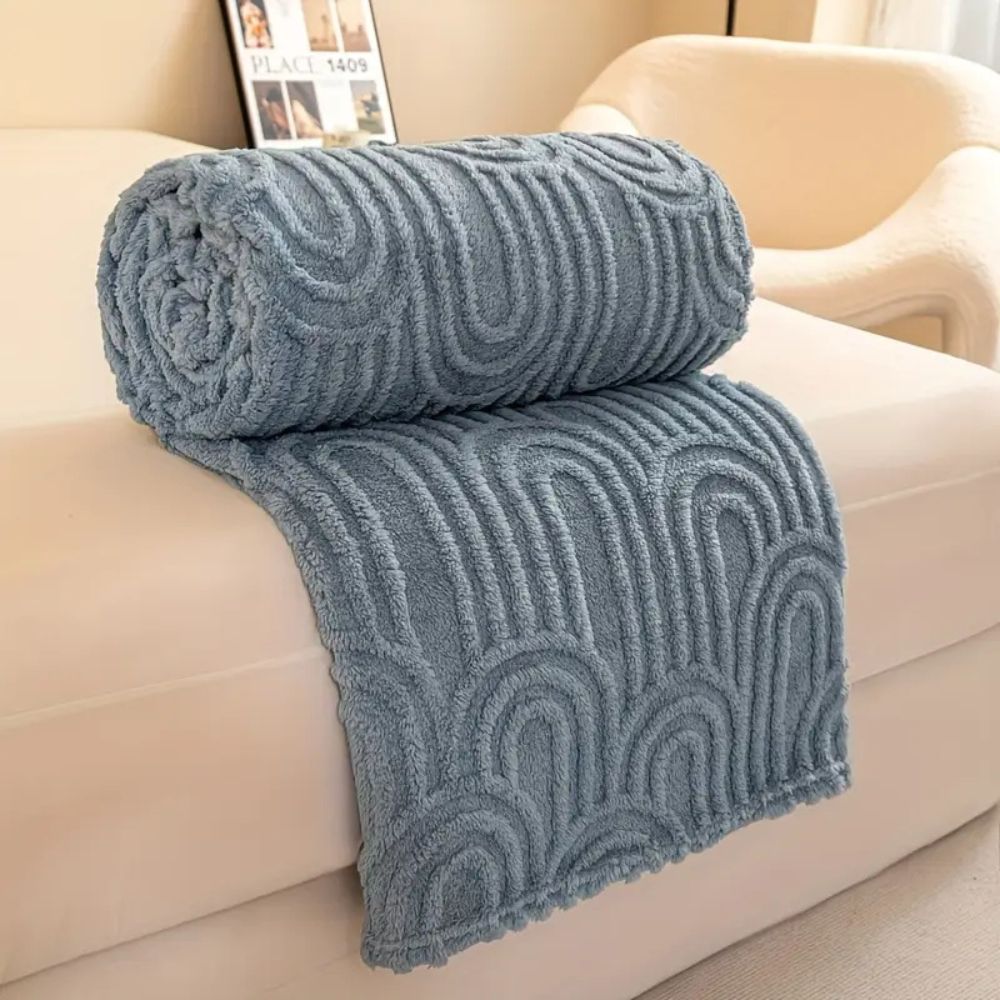 Velura Arch Plush Blanket Dusty Blue