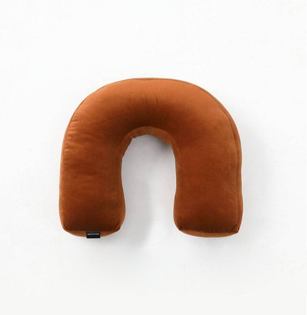 Velvety Retro Shapes Pillow U Rust