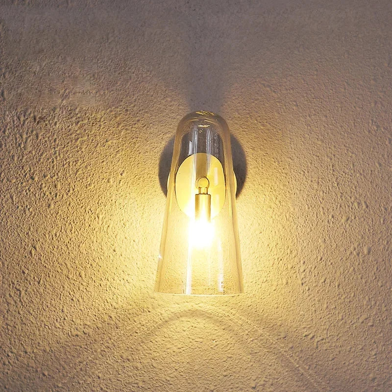 Verdant Glow Glass Wall Sconce Clear Gold