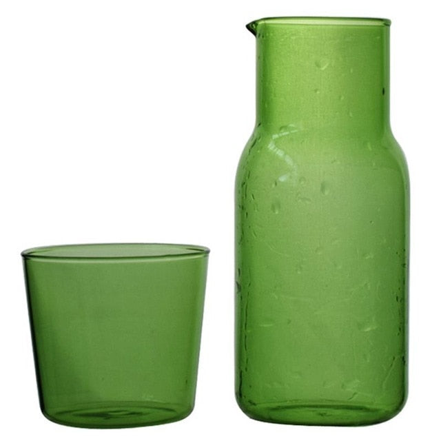 Vibrant Glass Water Jar and Glass Set Green