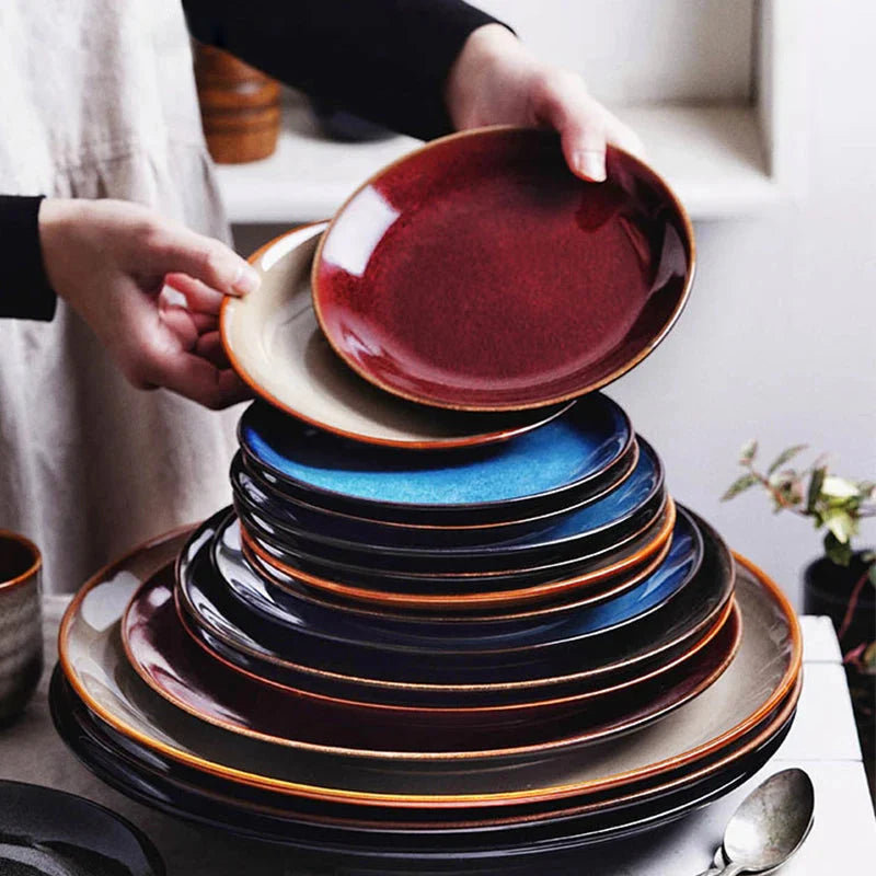 Vibrant Glaze Ceramic Shallow Plate