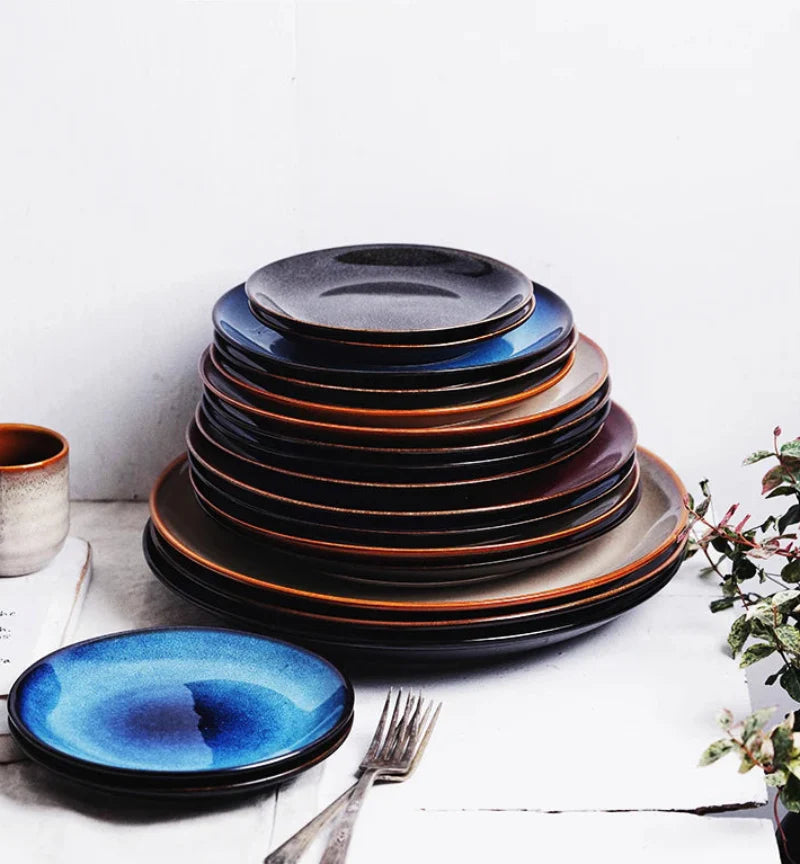 Vibrant Glaze Ceramic Shallow Plate
