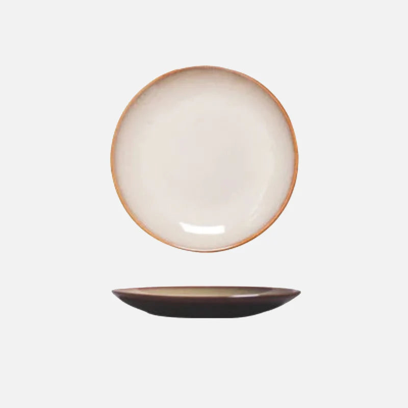 Vibrant Glaze Ceramic Shallow Plate Cream