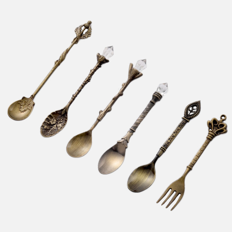 Vintage 6pc Flatware Set Bronze