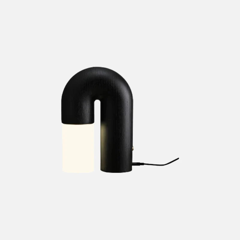 Vintage Ash Wood Table Lamp Black