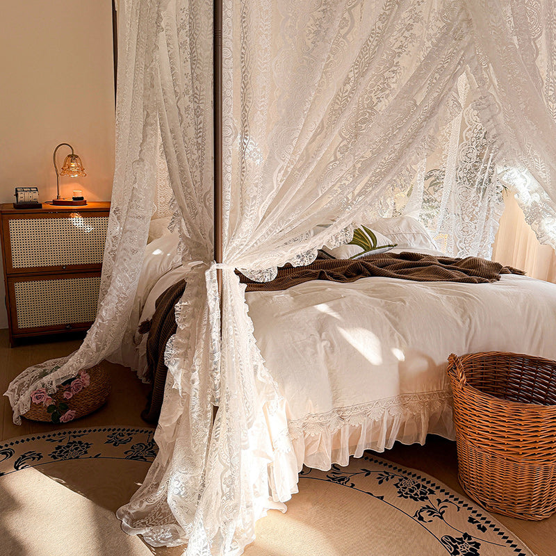 Romantic Lace Bed Canopy – Vintage Cottage Style