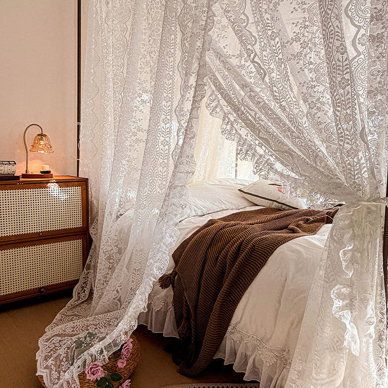 Romantic Lace Bed Canopy – Vintage Cottage Style