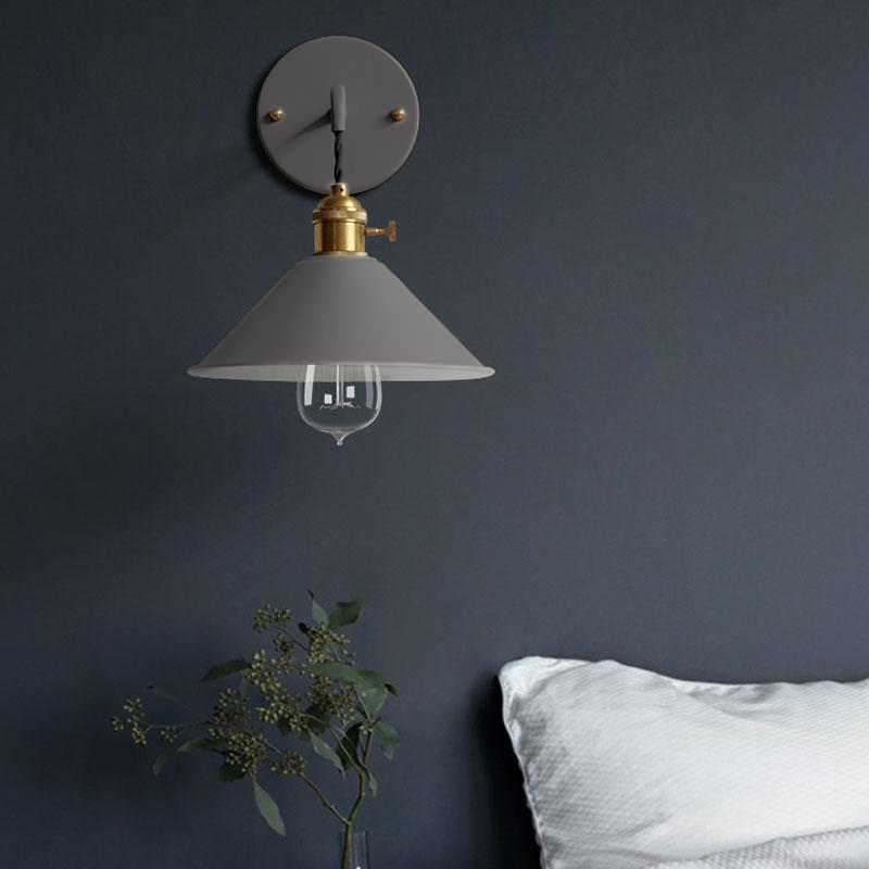 Vintage Farmhouse Colored Metal Wall Lamp Gray