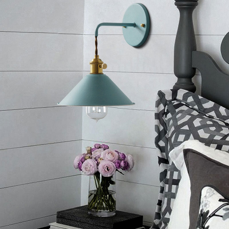 Vintage Farmhouse Colored Metal Wall Lamp Green