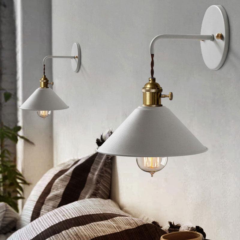 Vintage Farmhouse Colored Metal Wall Lamp White