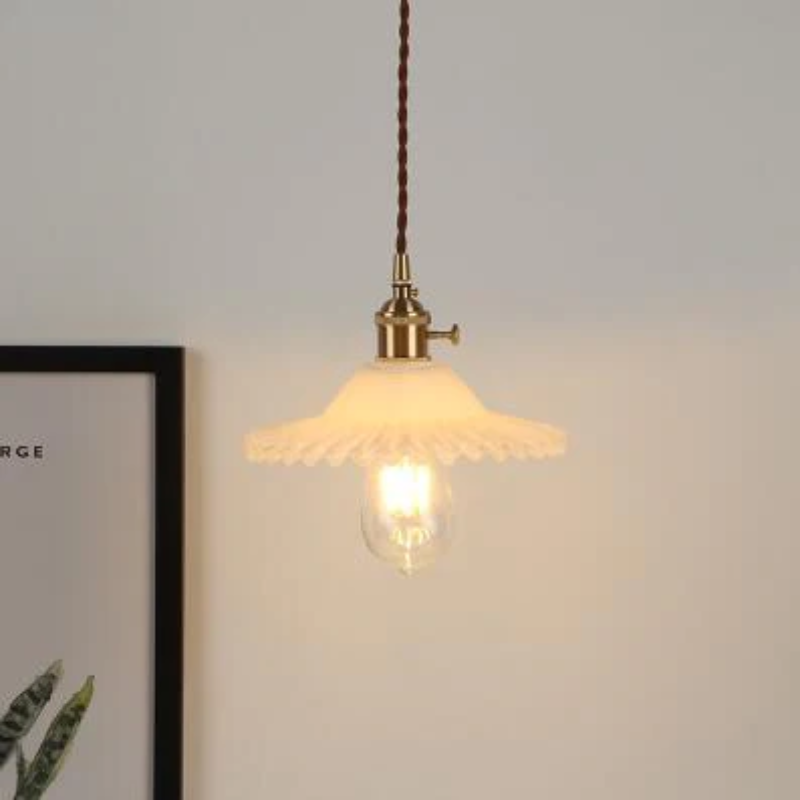 Vintage Petal Crystal Pendant Light Collection Frosted Flared Disc