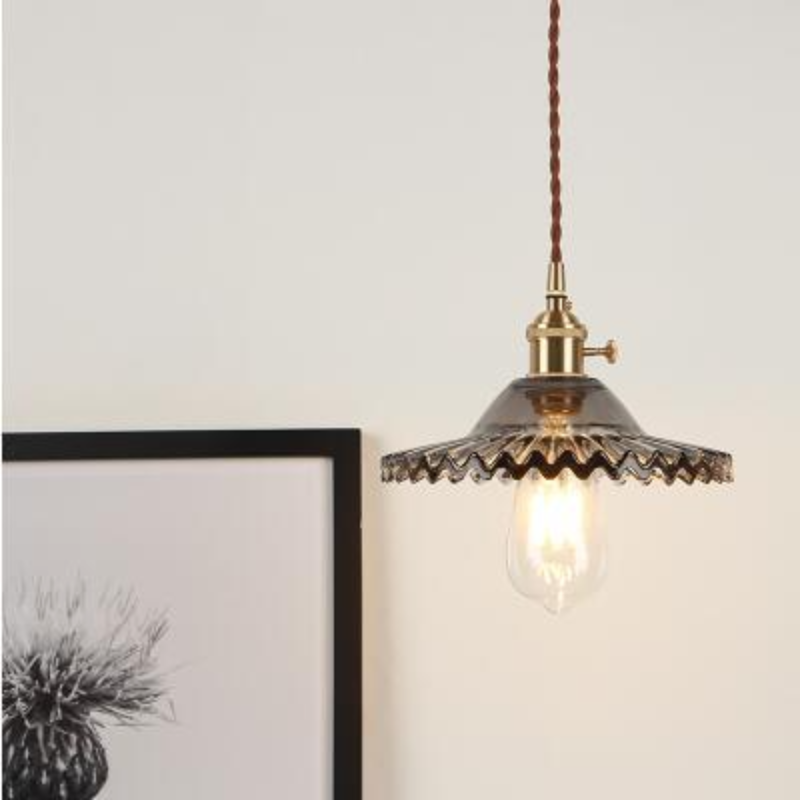Vintage Petal Crystal Pendant Light Collection Slate Flared Disc
