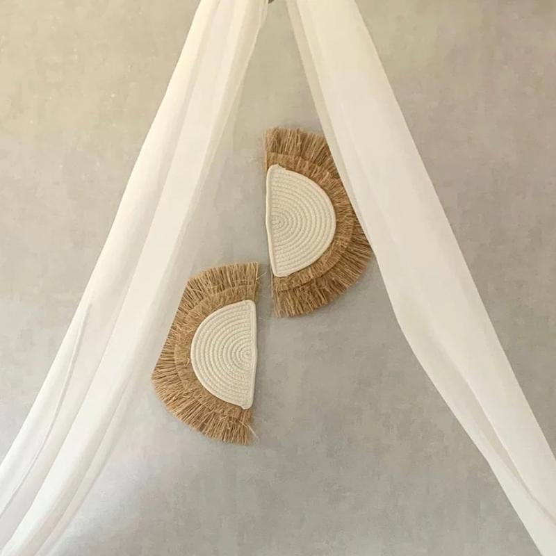 Vintage Sun Straw Wall Art Half Moon Double