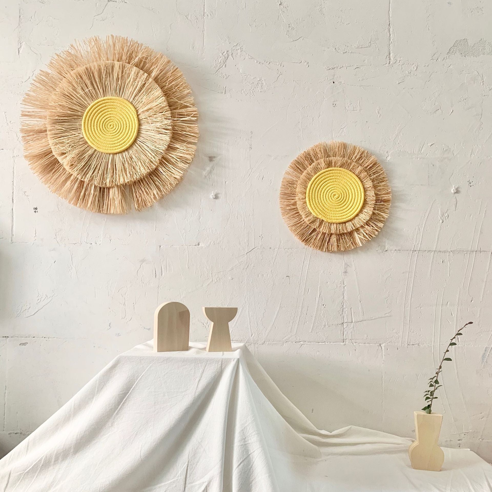 Vintage Sun Straw Wall Art Big Sun & Small Sun