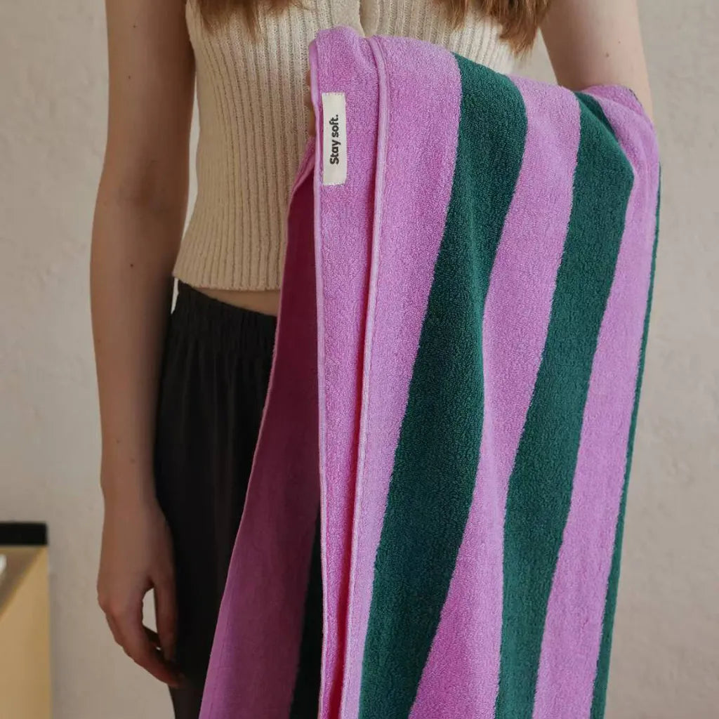 Vintage Striped Towel Purple 70 x 140 cm