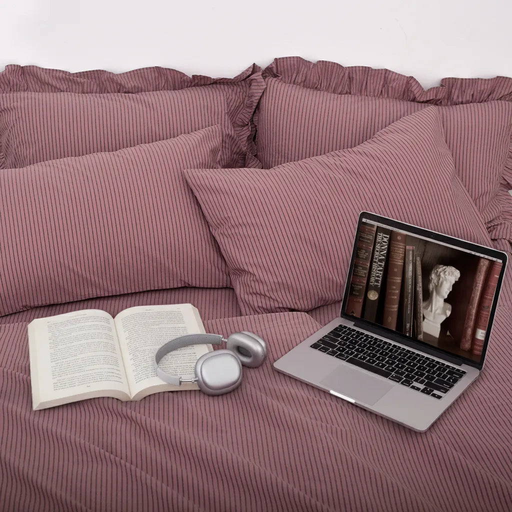 Purple Striped Bedding Set