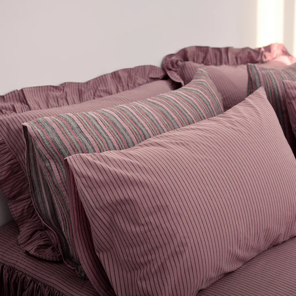 Purple Striped Bedding Set