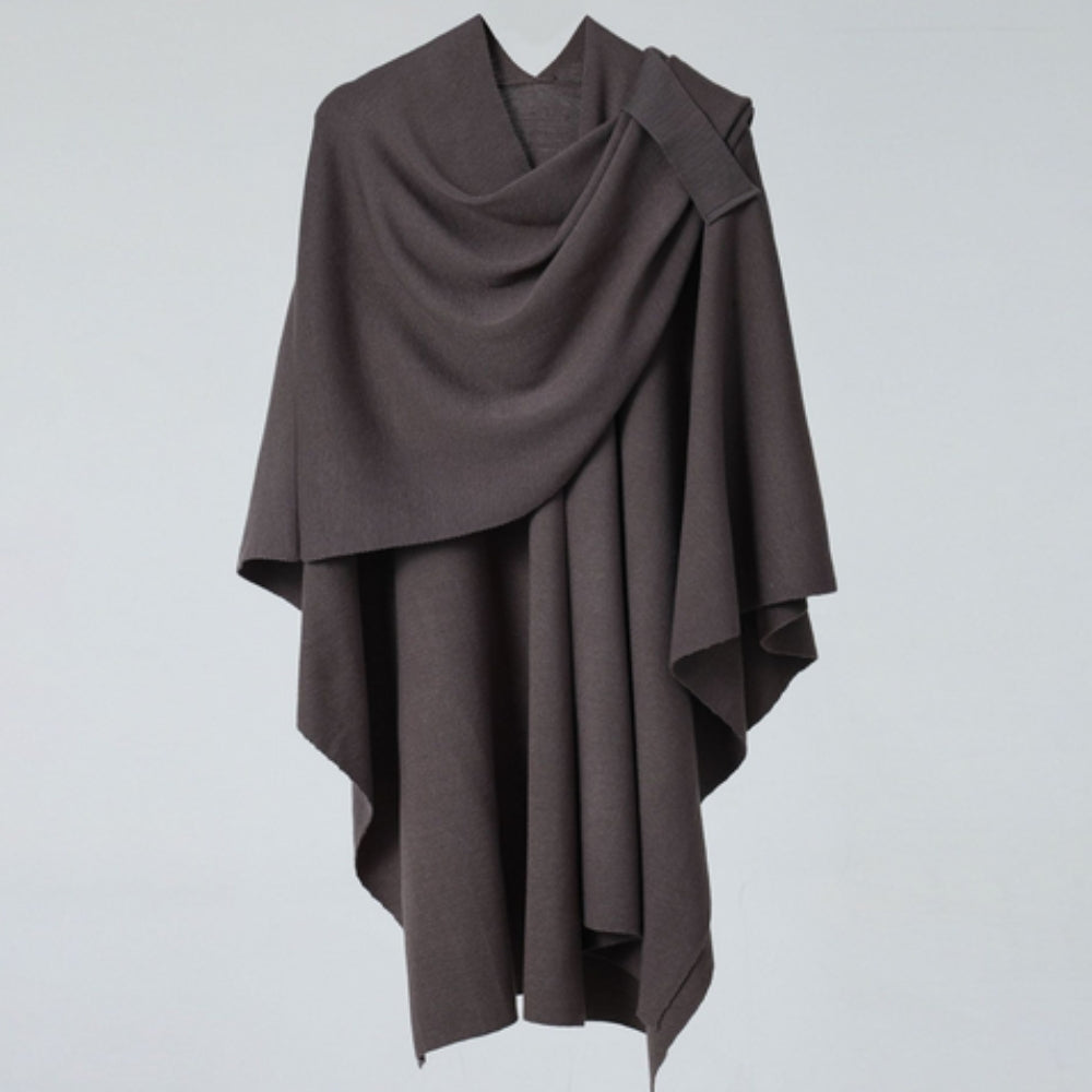 Virelli Poncho Lightweight Shawl Coat Cocoa Drape
