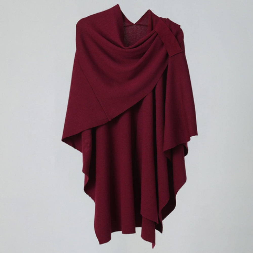 Virelli Poncho Lightweight Shawl Coat Wine Drape