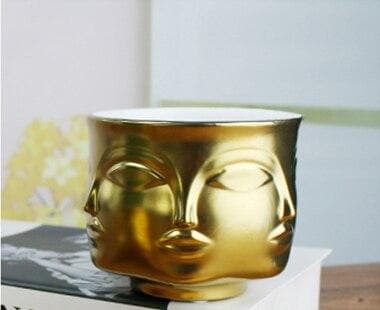 Visage Ceramic Planter Gold