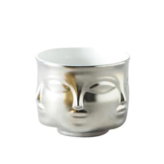 Visage Ceramic Planter Silver
