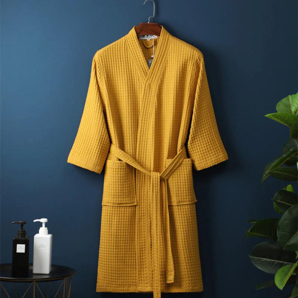 Women's Cotton Bathrobe - Quick-Dry & Absorbent Waffle Weave