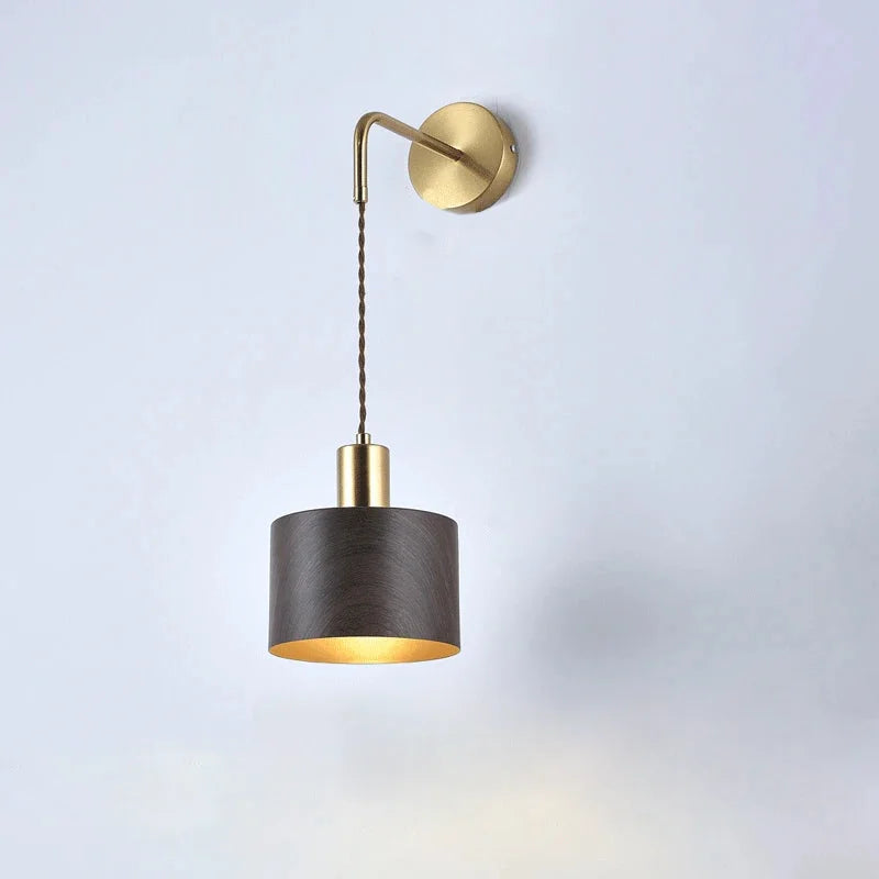 Walden Brass Wall Lamp Walnut