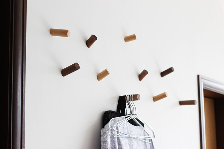 Wall Peg Hooks in Natural Wood
