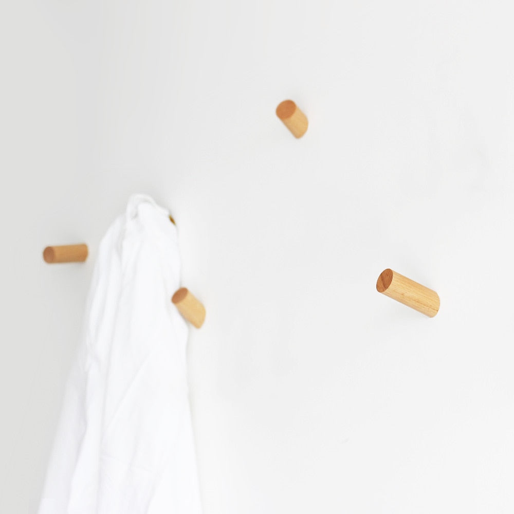Wall Peg Hooks in Natural Wood