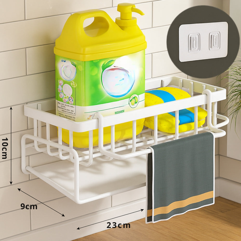 Wall Mounted Sponge Soap Dish Towel Rack White