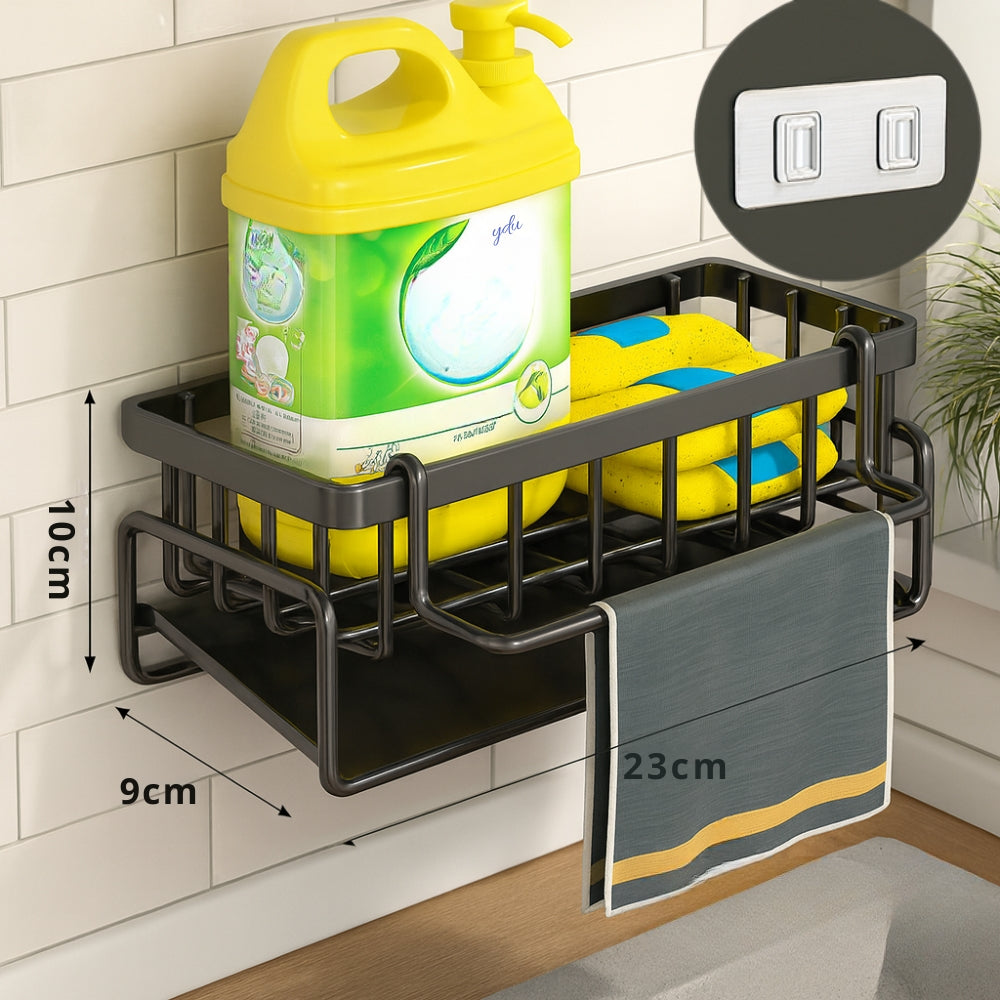 Wall Mounted Sponge Soap Dish Towel Rack Black