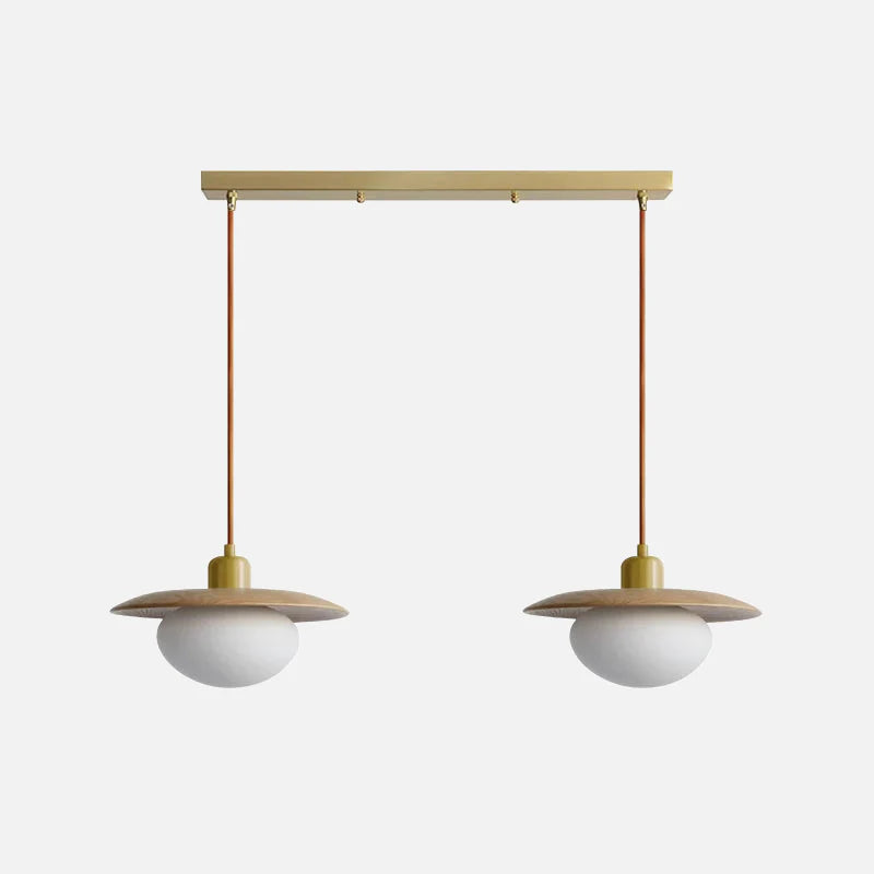 Walnut Nest LED Pendant Light Oak Double