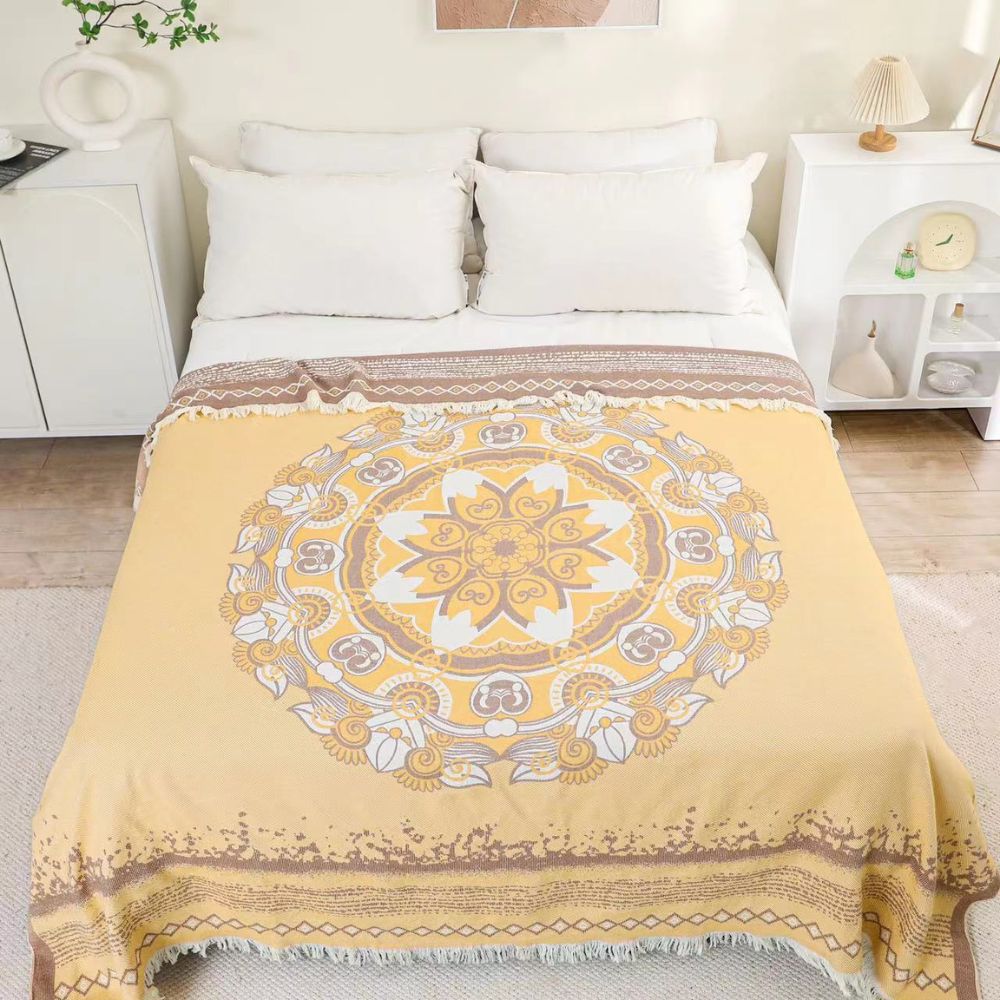 Wander Cotton Boho Mandala Blanket Sunbloom