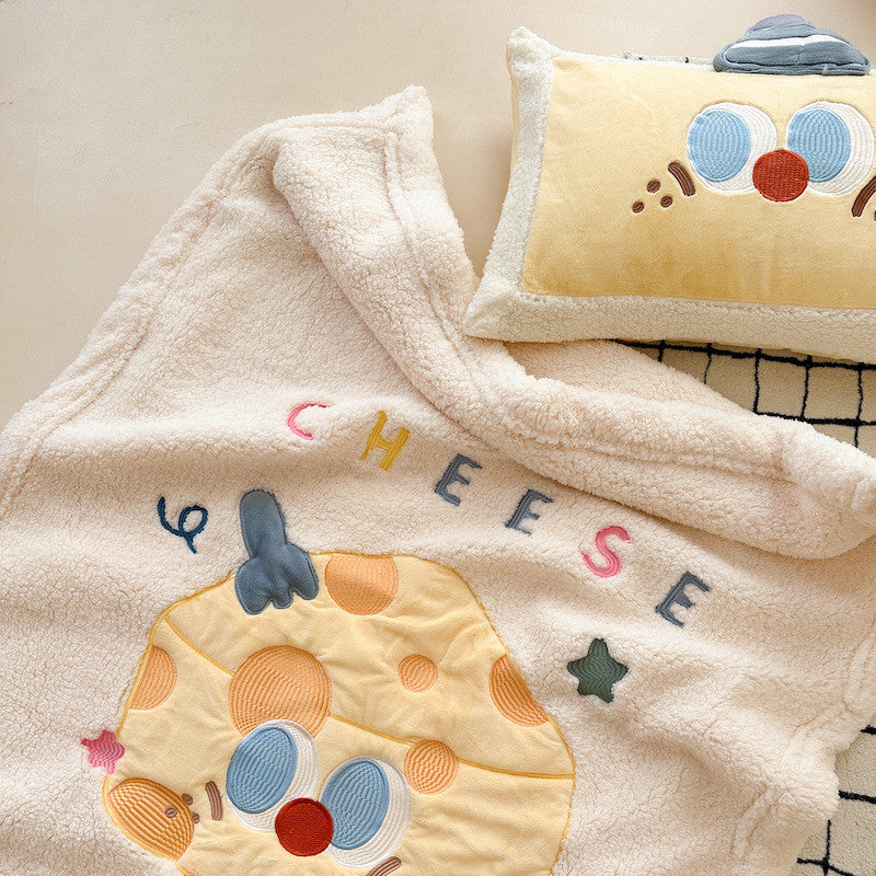 Plush Sherpa Baby Blanket – Food-Themed Designs 100 x 140cm Cheese