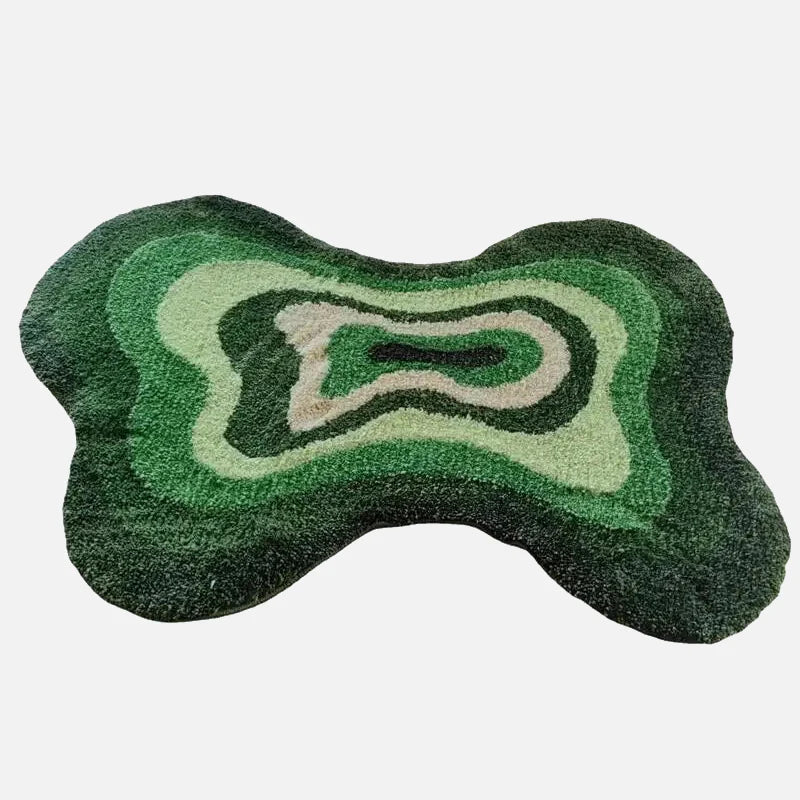 Warped Tufted Bath Mat Green