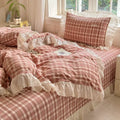 Washed Cotton Plaid Duvet Cover – Ruffled Lace