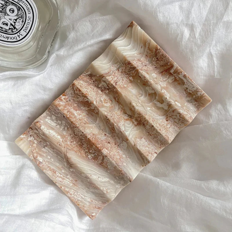 Wave Marble Soap Dish Pink