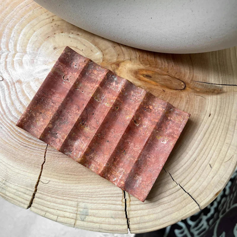 Wave Marble Soap Dish Red