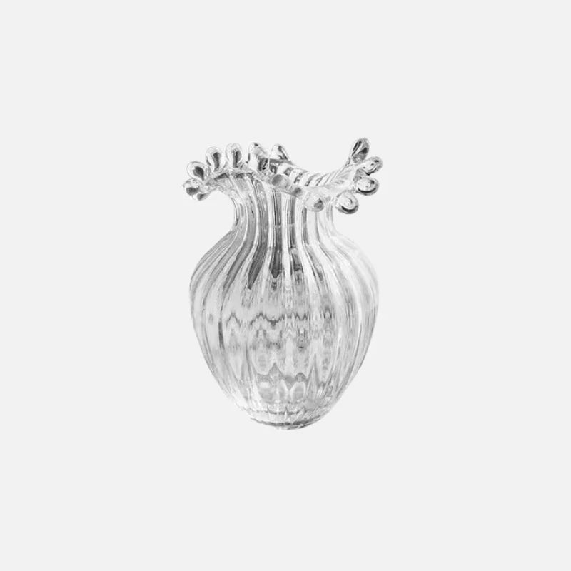 Wave Ripple Glass Vase Clear Medium