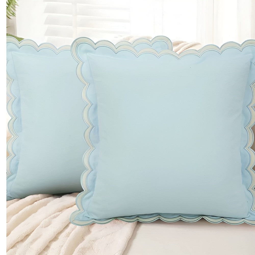 Wave Edge Cotton Cushion Cover Sky Whisper