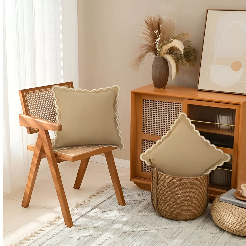 Wave Edge Cotton Cushion Cover Sandstone Calm