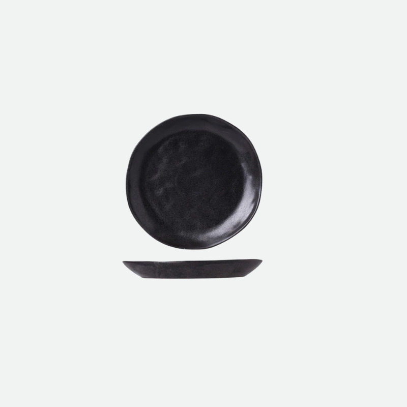 Welding Handmade Ceramic Porcelain Dinnerware Small Round Plate Black