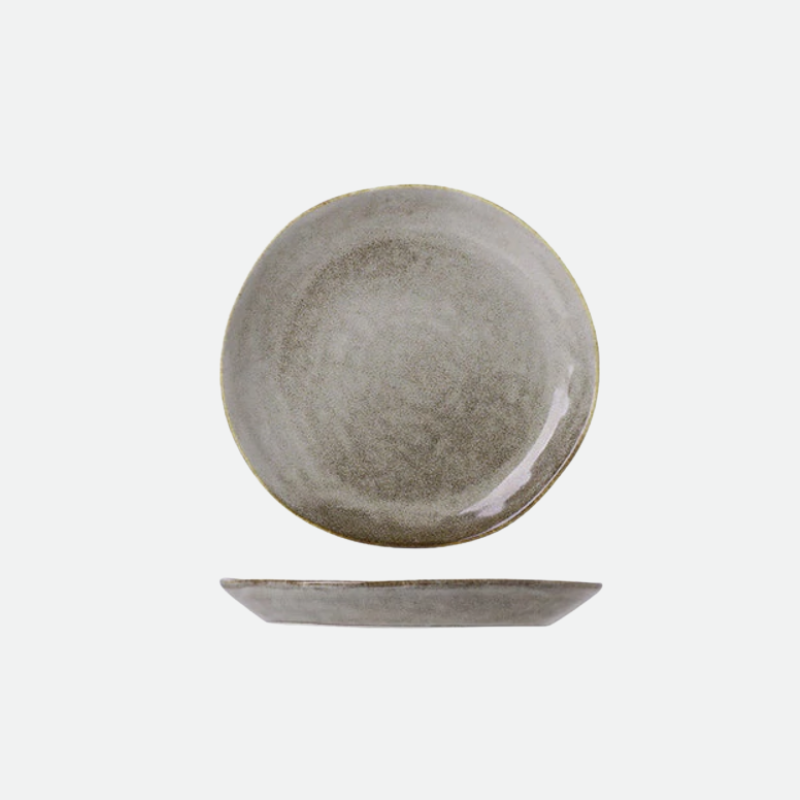 Welding Handmade Ceramic Porcelain Dinnerware Large Round Plate Grey