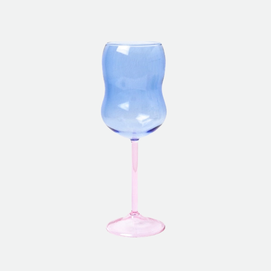 Wiggly Wine Glass Cups Blue Pink